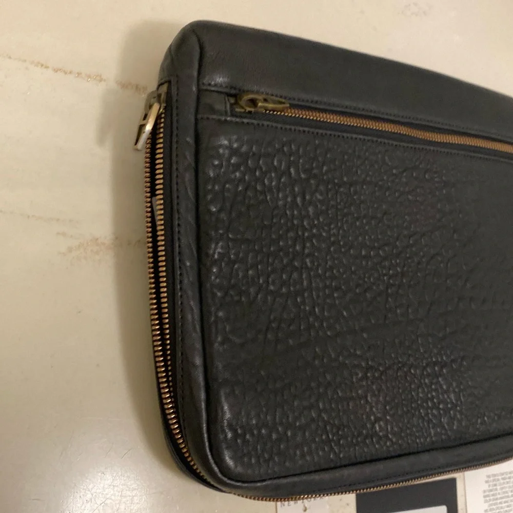 Alexander Wang Black Pebbled Leather iPad Sleeve Tech Clutch Case Tablet men